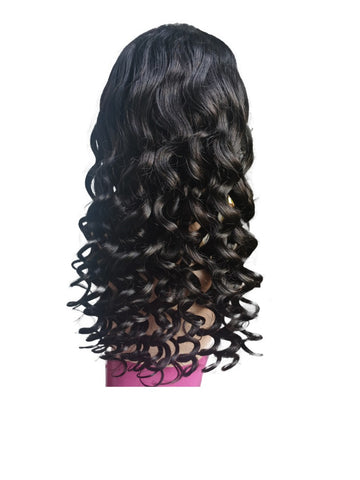 100% Human Hair Lace Front Wig in a Loose Wave Pattern.