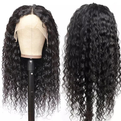 100% Human Hair Water Curl Wig.   Lace front wig that measures 13x4.  Lace from ear to ear.